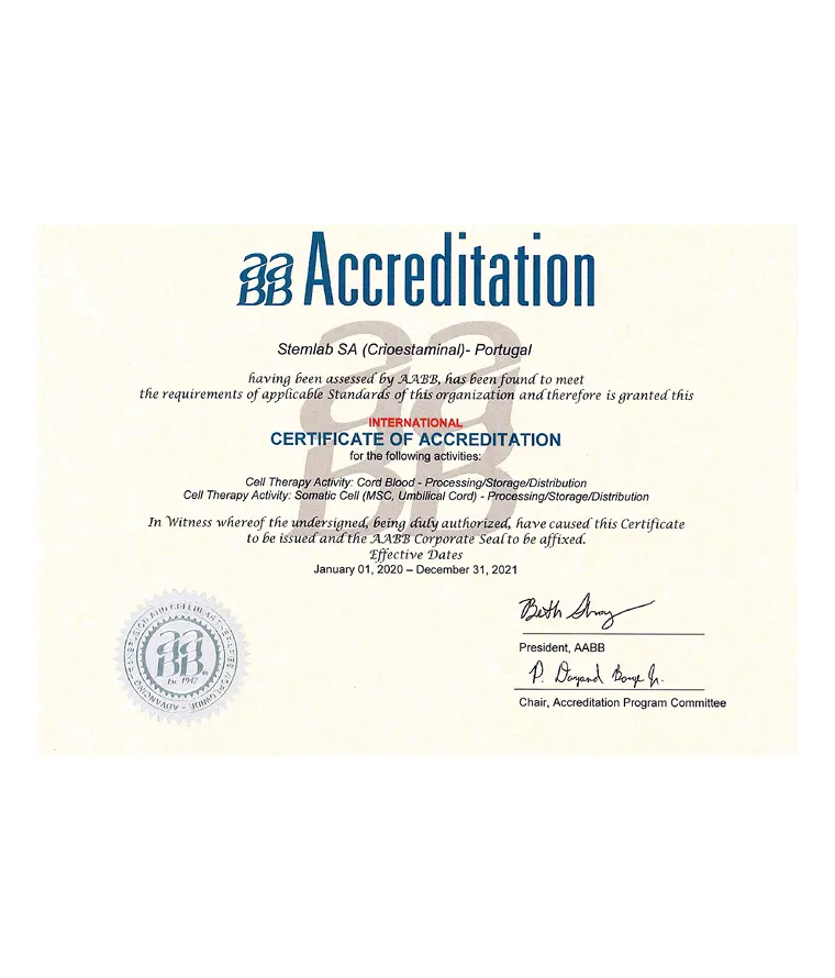 American Association of Blood Banks (AABB) – Stemlab SA (Crioestaminal)